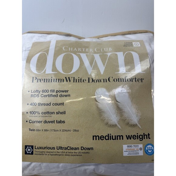 Charter Club Twin Down Medium Weight Comforter - Picture 2 of 7